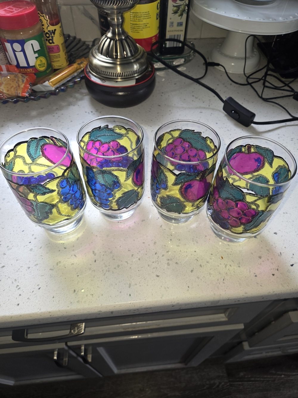 Vintage Libbey Stained Glass Fruit Tumblers